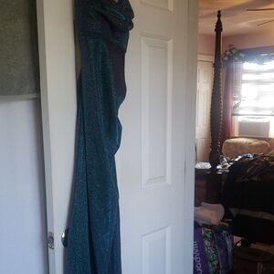 Morgan & Co. Blue Glitter Maxi Dress